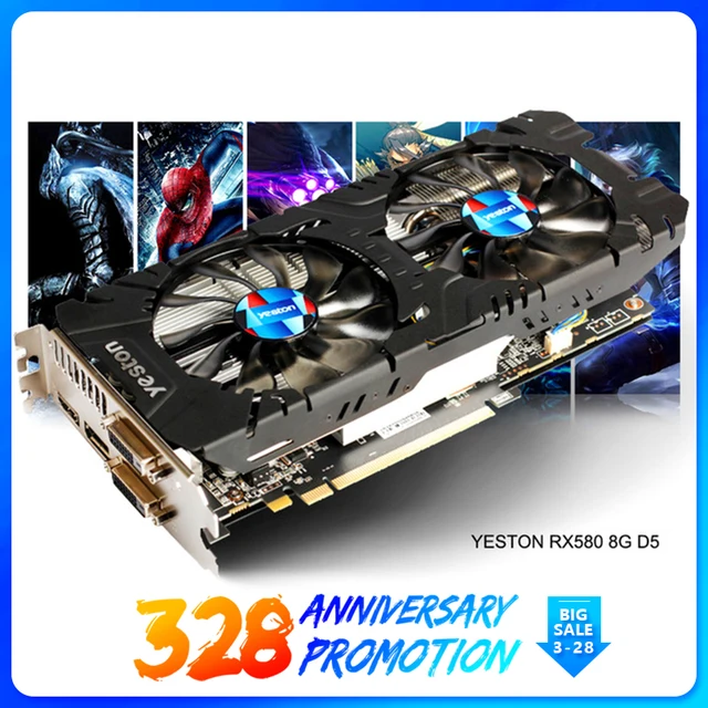 Best Offers Yeston Radeon Rx 580 Gpu 8gb Gddr5 256bit Gaming Desktop Computer Pc Video Graphics