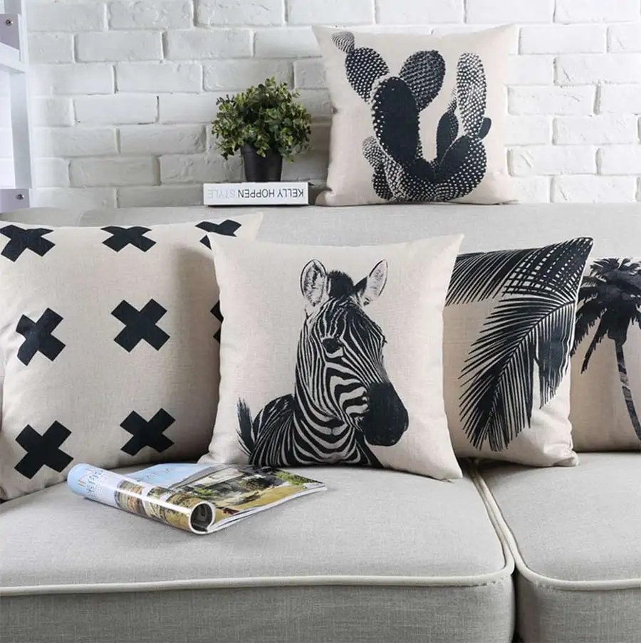 

Free Shipping!Geometric zebra scenic black square throw pillow/almofadas case 45 53 60 30x50 boy teen,cushion cover home decore