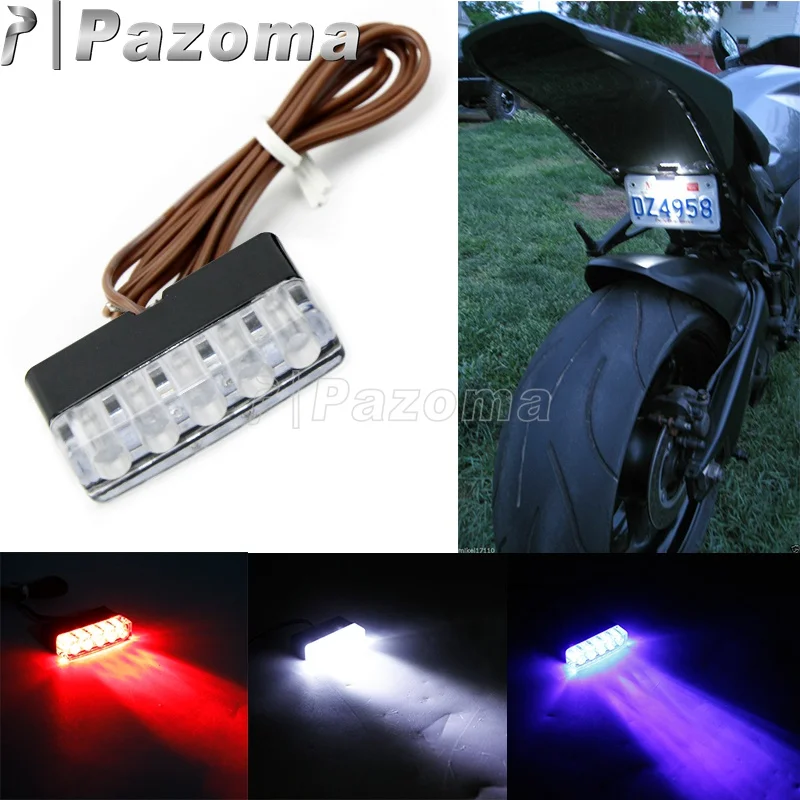 

White/Blue/Red Mini Motorcycle LED Turn Signals Indicators Rear Brake Lamp License Plate Tag Light Daytime Running Light 5x Led