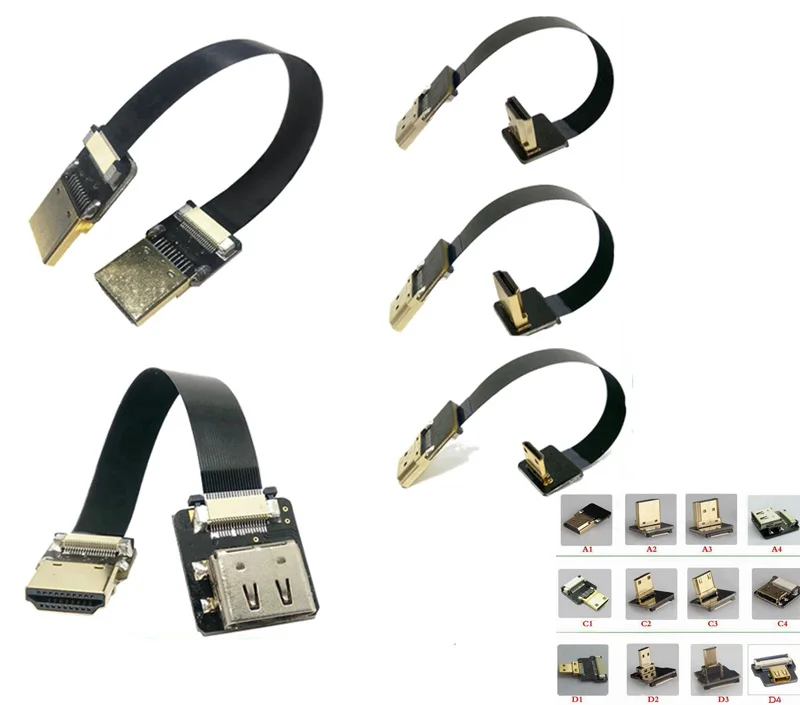 

20CM A1 Gimbal FPV Micro Mini HDMI Bend Adapter FPC Ribbon Flat HDMI Cable Flat Cable Line for Multicopter Aerial Photography