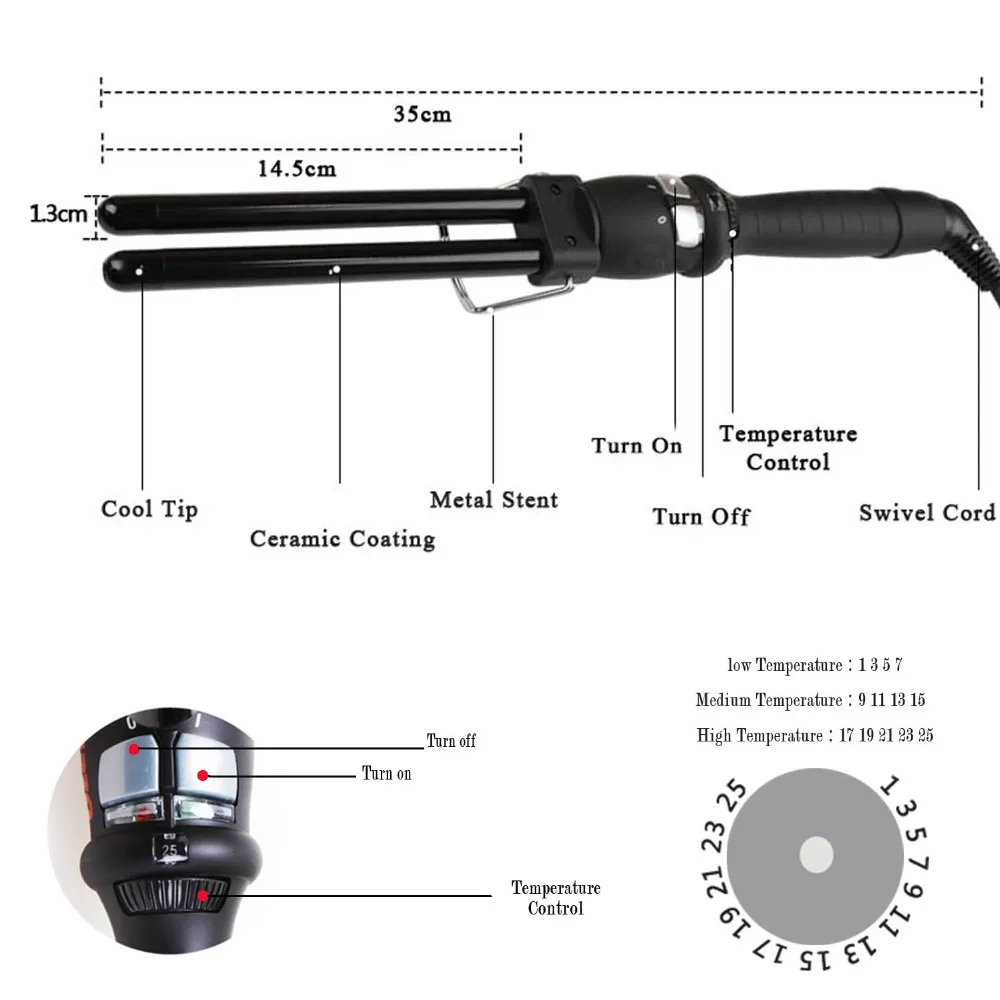 Gladay бигуди для волос керамический конус щипцы для завивки волос салон 3 в 1 двойная трубка Вэйвер завивка волос 13 мм Плойка для волос утюжок