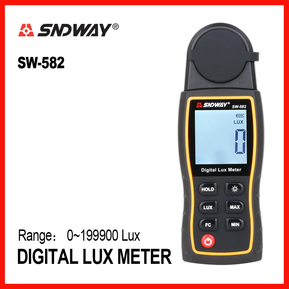 Digital Tester SW582 Digital Light Meter Luxmeter Lux/FC Meters Luminometer Photometer Light Meter 0-199900Lux Digital Illuminance Meter High Precision Tester Meter Digital Tester SW582 Digital Light Meter Luxmeter Lux/FC Meters Luminometer Photometer Light Meter 0-199900Lux Digital Illuminance Meter High Precision Tester Meter