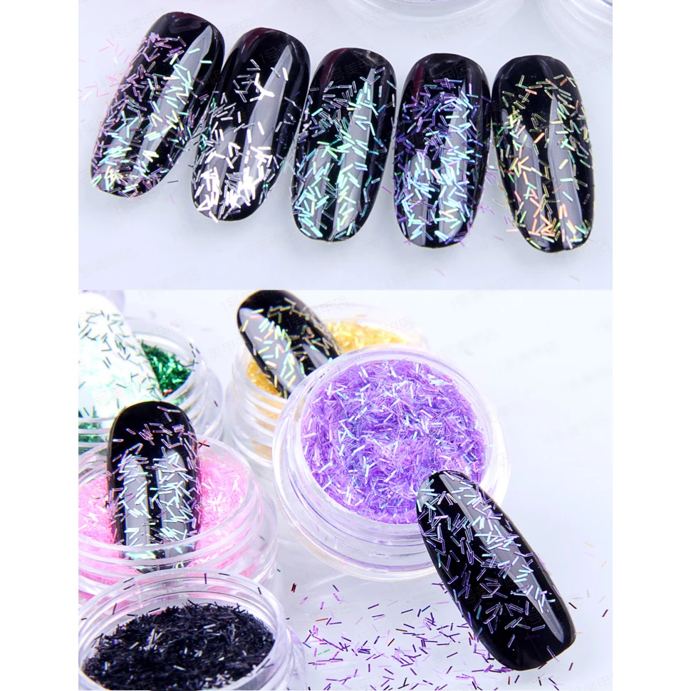 1x Pot UPRETTEGO Nail Art Красочные полосы нить проволока для ногтей частицы Маникюр чередование Искусство 12 цветов Блеск линия клейкая лента наклейка