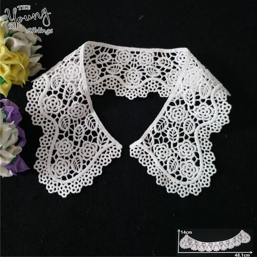 

New arrive White Hollow out Lace Neckline Fabric Embroidery Applique Venise Lace Collar Sewing DIY Clothing Accessories YT1496
