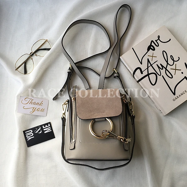 

2017 NEW Vintage genuine leather nubuck leather patchwork women backpacks rings zip mini size bag chains 17cm