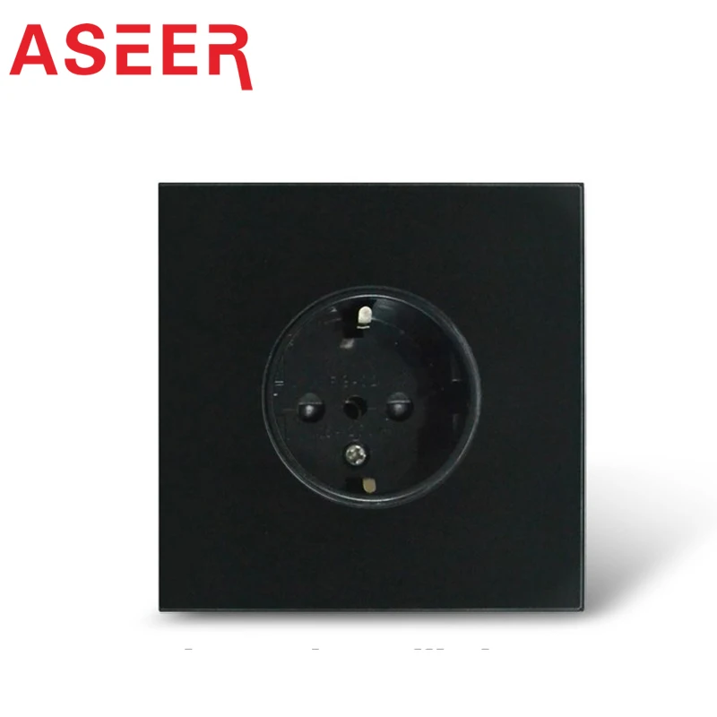 

Free Shipping ASEER,EU Standard Wall Power Socket, Black Tempered Crystal Glass Panel, Manufacturer of 16A Wall Outlet 250V