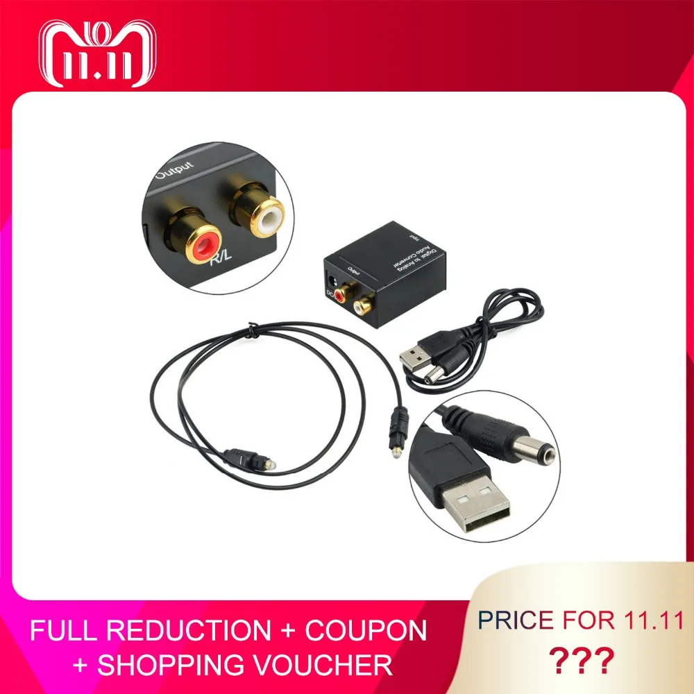 

Digital Optical Coaxial Toslink Signal to Analog Audio Converter Adapter RCA Digital To Analog Audio Converter Black Hot selling