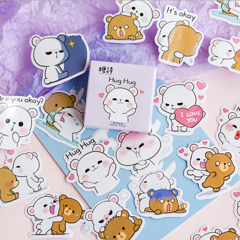 

45 Pcs/pack Hug bear Decorative Mini Sticker Adhesive Stickers DIY Diary Scrapbooking Stationery Stickers School Supplies