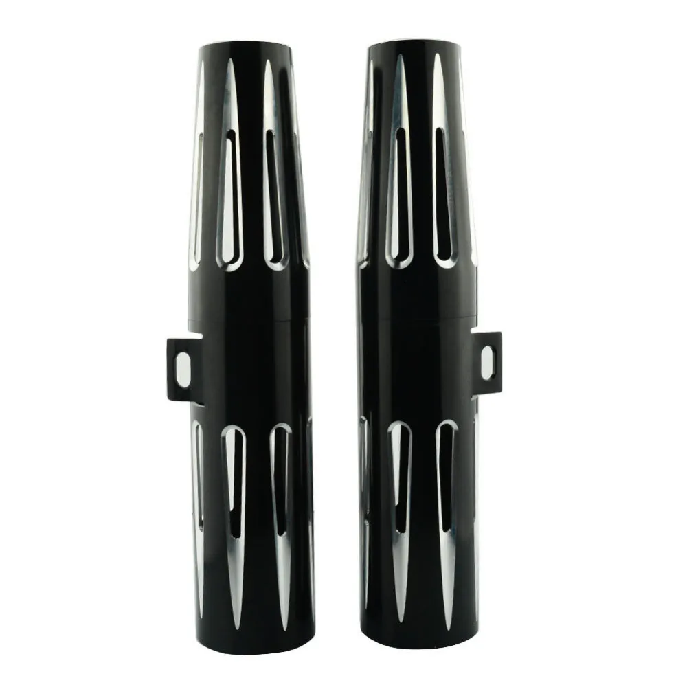 Motorcycle Black Cut 39mm Fork Shrouds Boot Cover Narrow Glide For