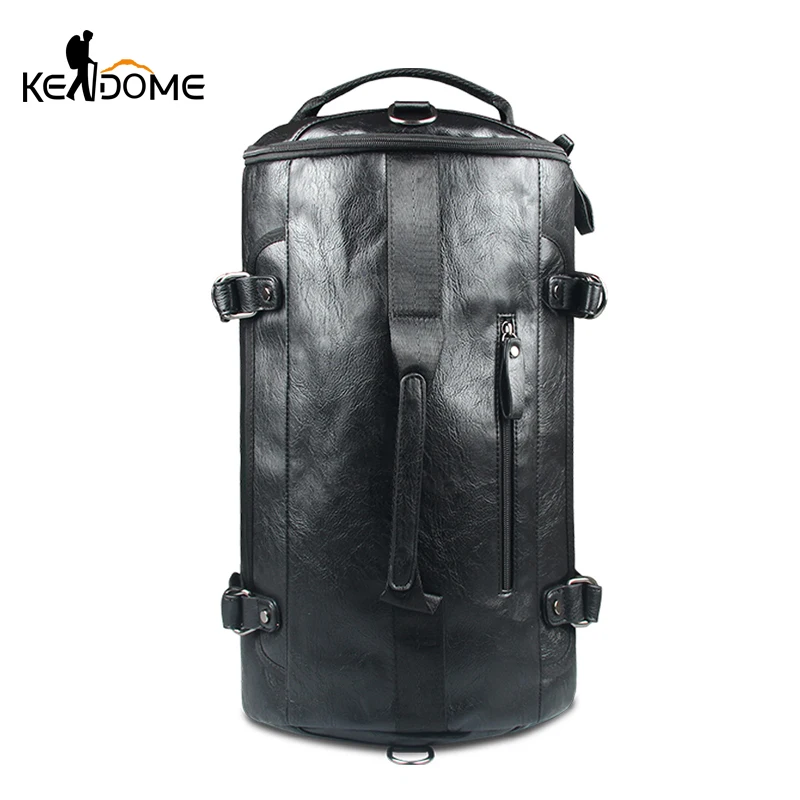 

2019 Men PU Leather Gymnastic Bag Women Shoulder Sports Gym Backpack Fitness Handbag Unisex New Travelling Tourist Bags XA425WD