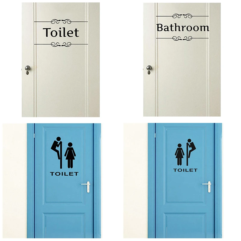 black toilet door sign vinyl quotes wall sticker for bathroom hotel