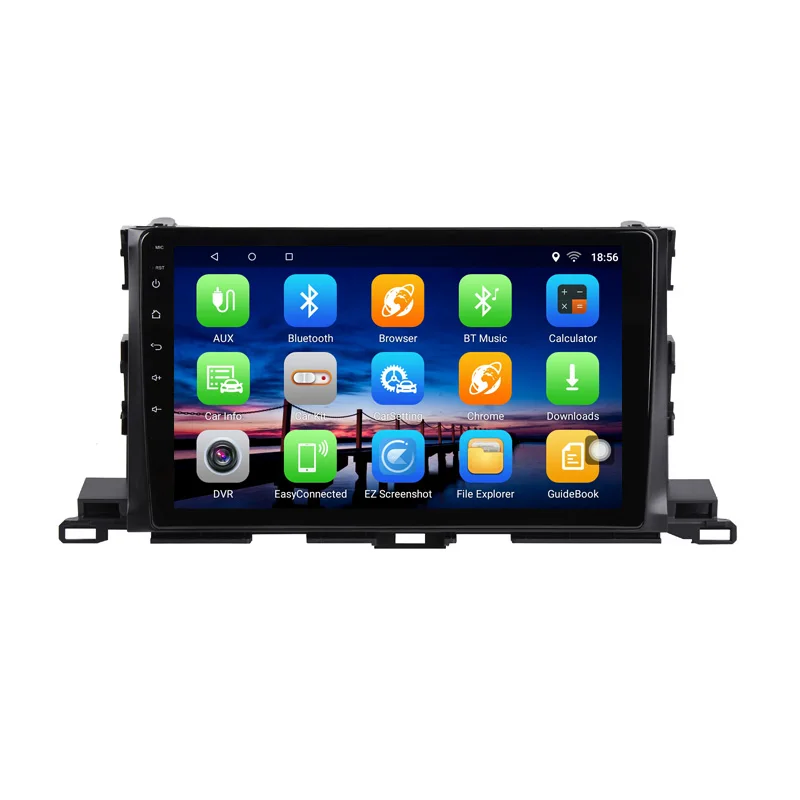 Best 10" RAM 2G 2.5D IPS Android 8.1 Car DVD Multimedia Player GPS For Toyota Highlander 2015 2016 2017 audio radio stereo navigation 1