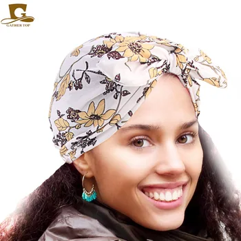 

New rabbit ear beanie headband women vintage Bow Stretchy Turban Hat Chemo Hat soft knotted turban Beanie Cap Turbante