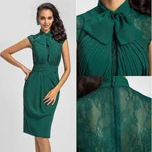 Robe de soriee Dunkelgrün Cocktailkleider 2017 High Neck knielangen Chiffon Spitze Firma Party/Heimkehr/urlaub Kleid