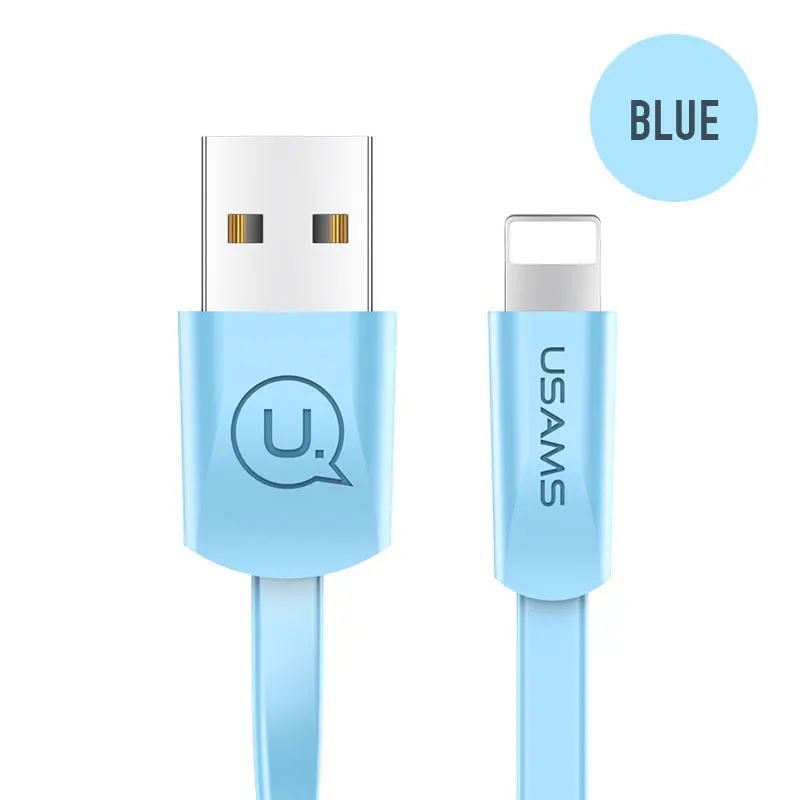 5 шт./лот USB кабель для iphone, USAMS USB кабель для синхронизации данных lightning 5 кабель для зарядки для iphone x 8 7 6s 6 5 шнур - Цвет: Flat Blue