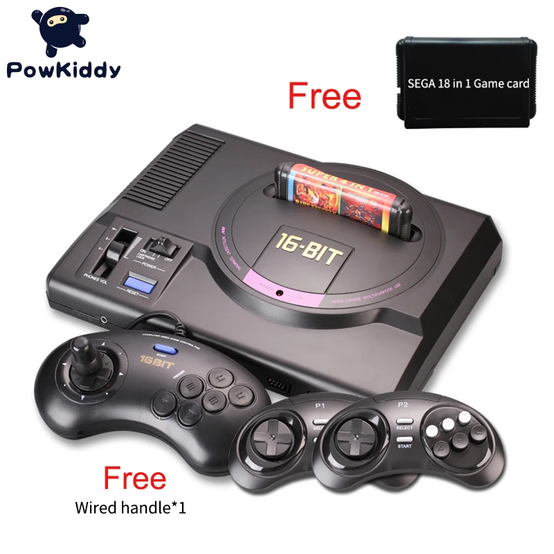 

Hot hd Video Game Console sega mega drive game consol Genesis 18 in 1 free games cartridge with 2.4G wireless controller