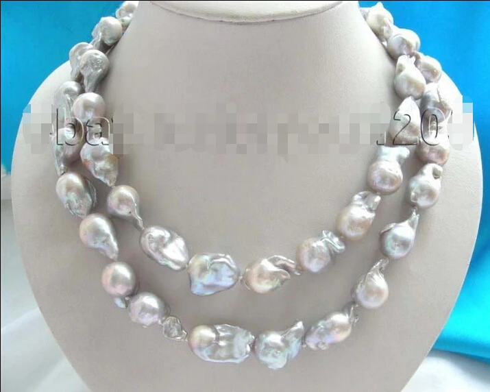 

FREE shipping >32" genuine Natural 20mm Gray Reborn Keshi Pearl Necklace ! 6.07