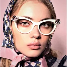 Кристалл Алмаз кошачий глаз очки оправа для женщин большие стразы CCSPACE брендовая дизайнерская оптическая мода компьютерные очки 45622