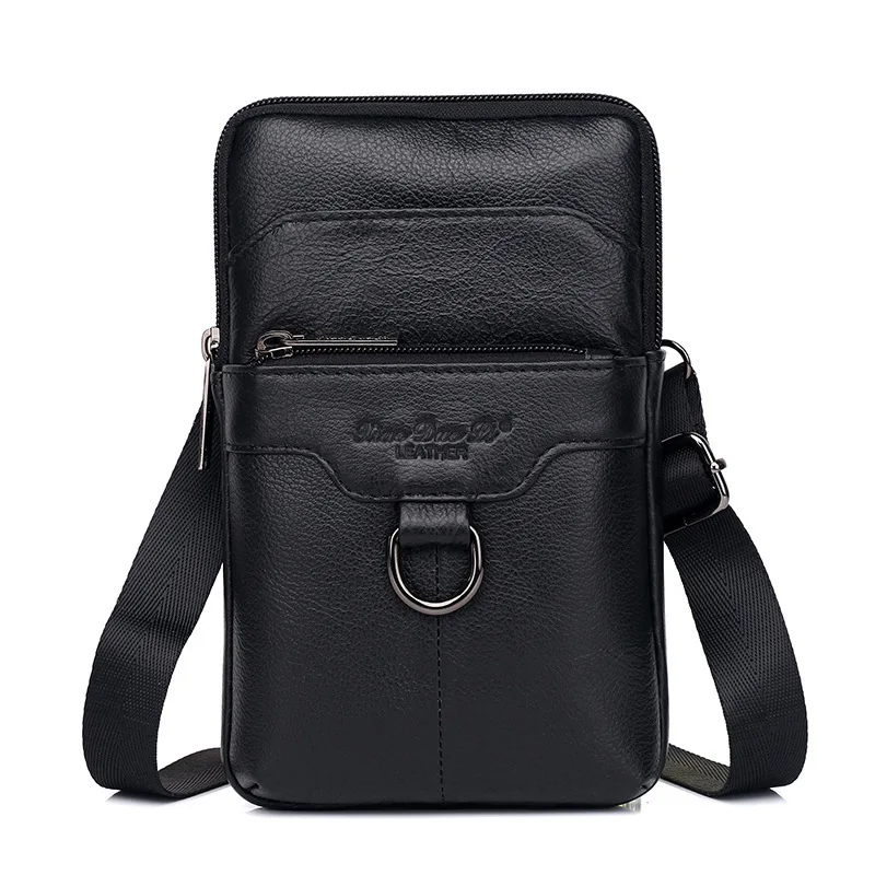 Мини-сумка-мессенджер, кожаная мужская сумка, мужская сумка на плечо, натуральная кожа, мужские роскошные сумки, маленькая сумка для телефона Bolsa - Цвет: style 2 Black