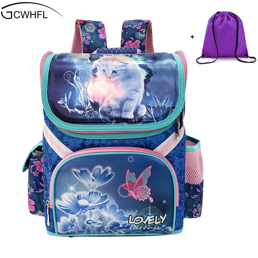 comprar GCWHFL Meninas Mochilas Escolares Mochilas Escolares Crianças Ortopédico Mochila Gato Saco Da Borboleta Para A Menina Crianças Mochila Mochila Mochila