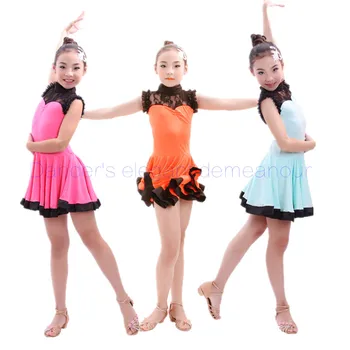 

Adult Child Latin dance costume senior spandex lace Latin dance dress for girls latin dance dresses 4-XL