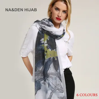 

Cotton and linen printed graffiti scarves Fashionable bright printed lady decorated Silk scarvesSunshade shawl Spring style