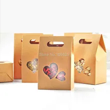 50X Eco friendly kraft paper box 10 15 5cm 6cm with heart window stand up food