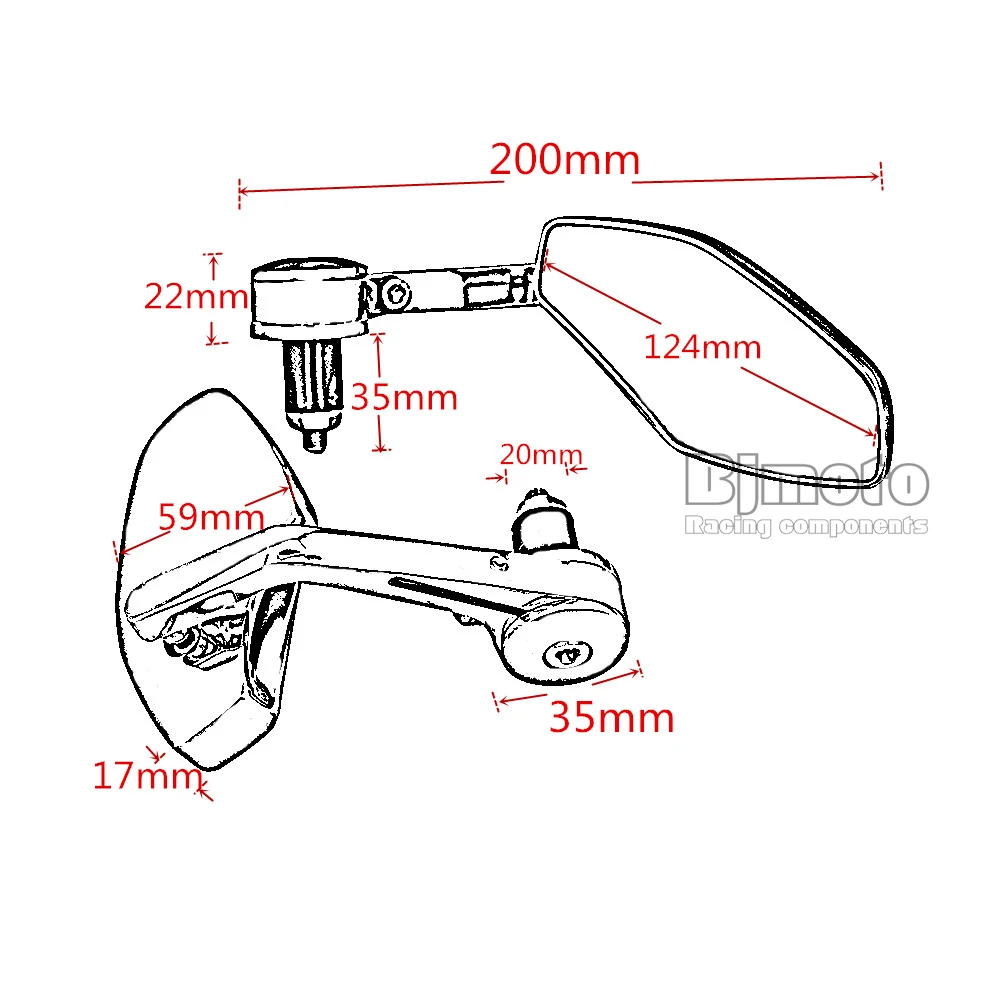 CNC алюминий 7/8 ''мотоцикл зеркало руль ручки концы заднего вида боковое зеркало кафе гонщик для Honda Yamaha для Harley Kawasaki