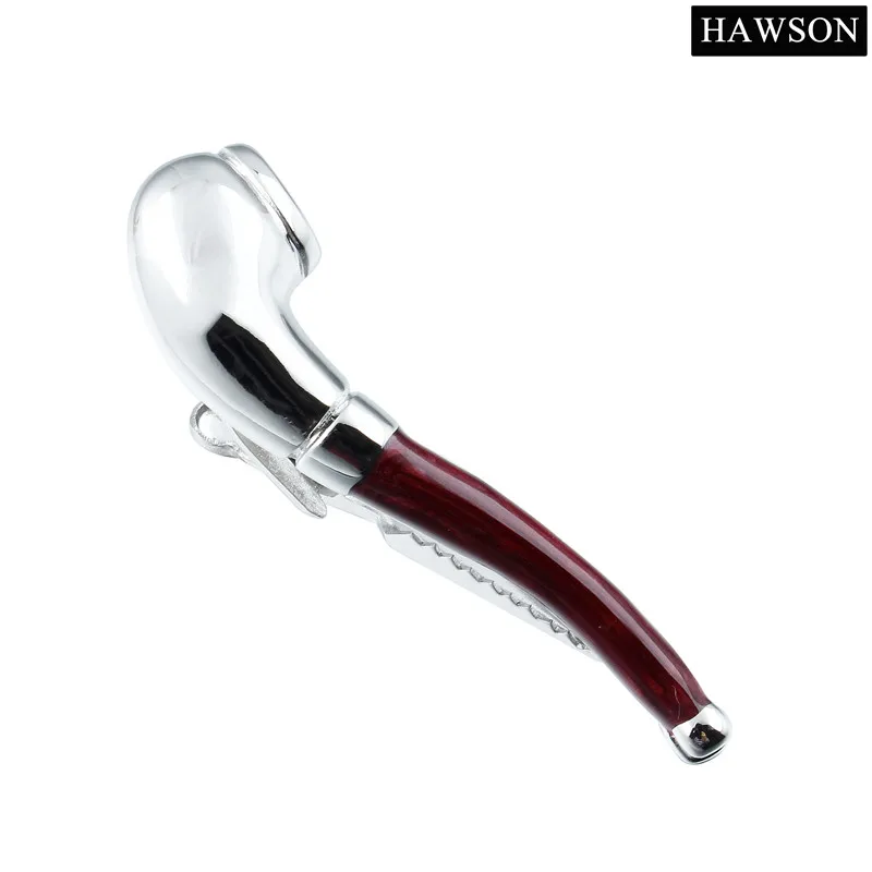 

Unique Red Brown Tobacco Pipe Pattern Neck Tie Bar Clamp Mens Necktie Pins Fashion Tie Clips Gift for Father