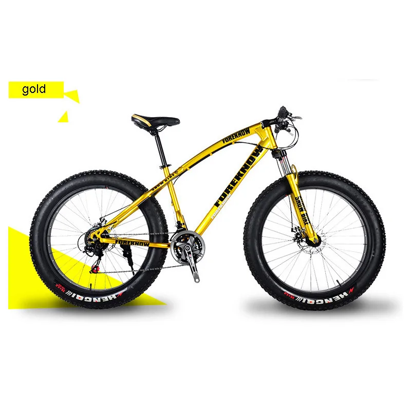 Bike Variable Speed Bicycle 40 Knife Off-road Beach Snow Mountain Bike 4.0 Big Tyre Wide Tyre 24 Inches Bicycle Adults 27 Speed - Цвет: gold