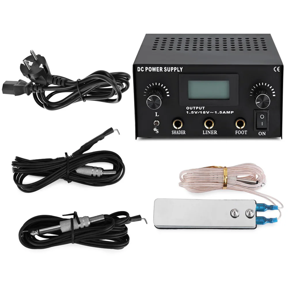 

Gustala Tattoo Professional Power Supply Tattoo Black Tattoo Digital LCD Design Stable Dual Machine Foot Switch Pedal Cast Iron