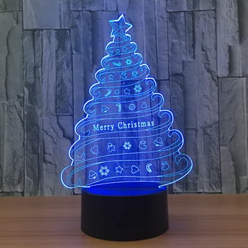 

Atmosphere Christmas tree led lamp 3D light 7 color touch visual night light USB power supply