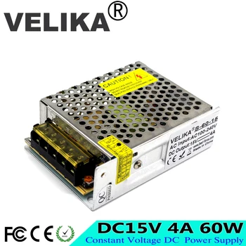 

New Arrival DC15V 4A 60W Switching switch power supply Led Driver lighting Transformers 100-240V AC DC 15V SMPS For CNC CCTV