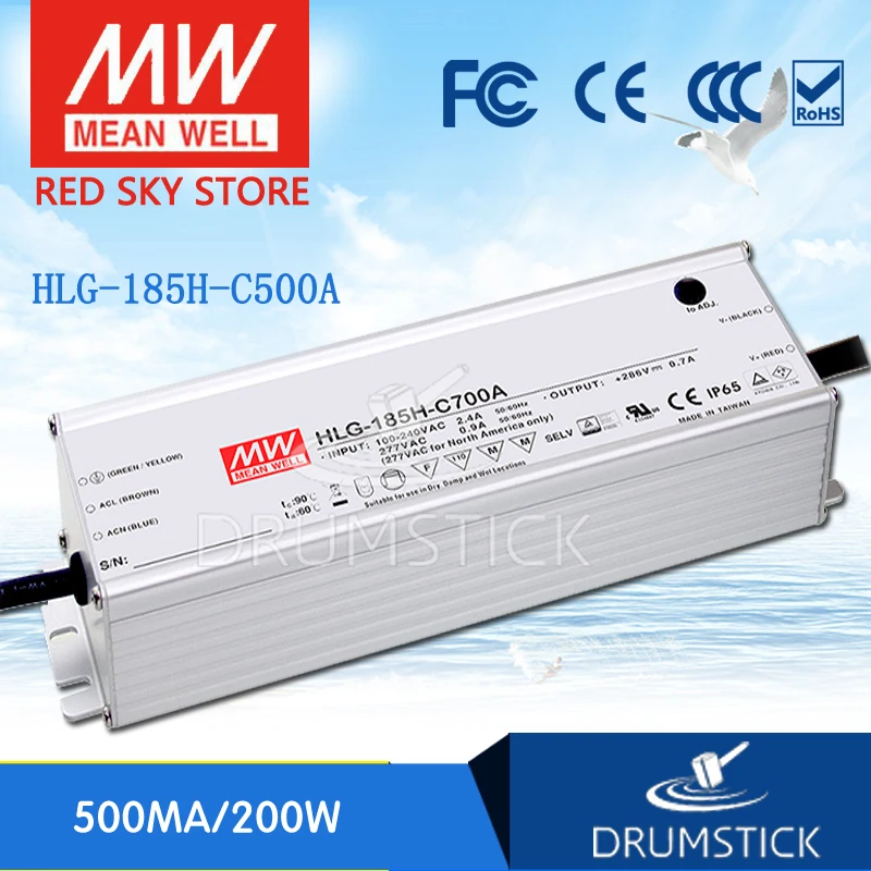 

MEAN WELL HLG-185H-C500A 200V ~ 400V 500mA meanwell HLG-185H-C 200W LED Driver Power Supply A Type