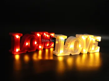 

12"wide mini White red plastic "LOVE" LED Marquee Sign LIGHT UP Adhesive LOVE letter light valentine's Day Indoor Deration