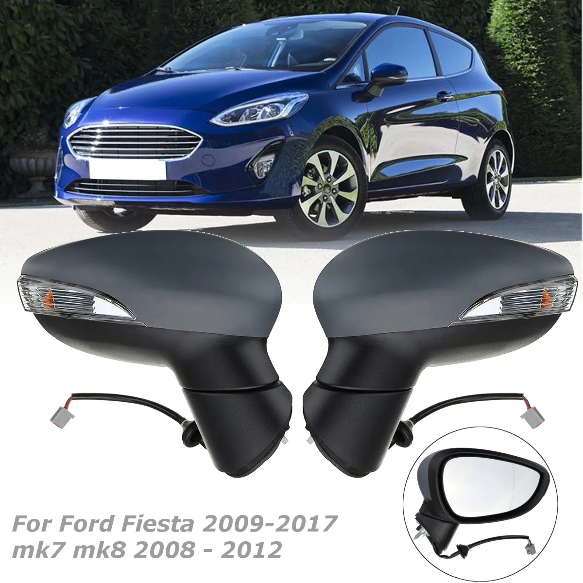 Right /Left Car Door Electric Wing Mirror Heated Driver Or Passenger Side for Ford for Fiesta