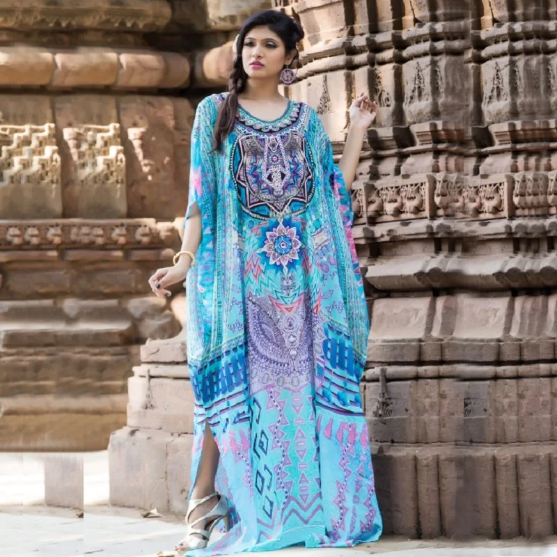 

Women Kaftan Tunic Kimono Free Size Maxi Party Loungewear Holidays Dresses