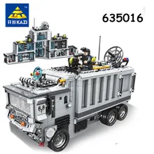 KAZI военный спецназ Мобильная команда транспортных средств полицейский набор детские конструкторы DIY обучающие собранные рождественские детские игрушки