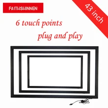 43 дюймов 6 очков сенсорный экран наложения комплект ИК multi touch ИК multi frame сенсорный экран панель без стекла