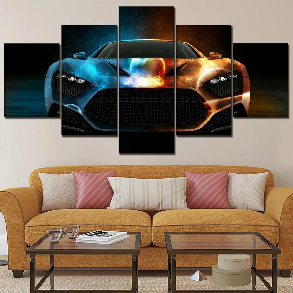 

5 Piece Vehicles Artistic Space Car Canvas Painting Wall Art Decor Framework Modern HD Printing Type Pictures For Living Room