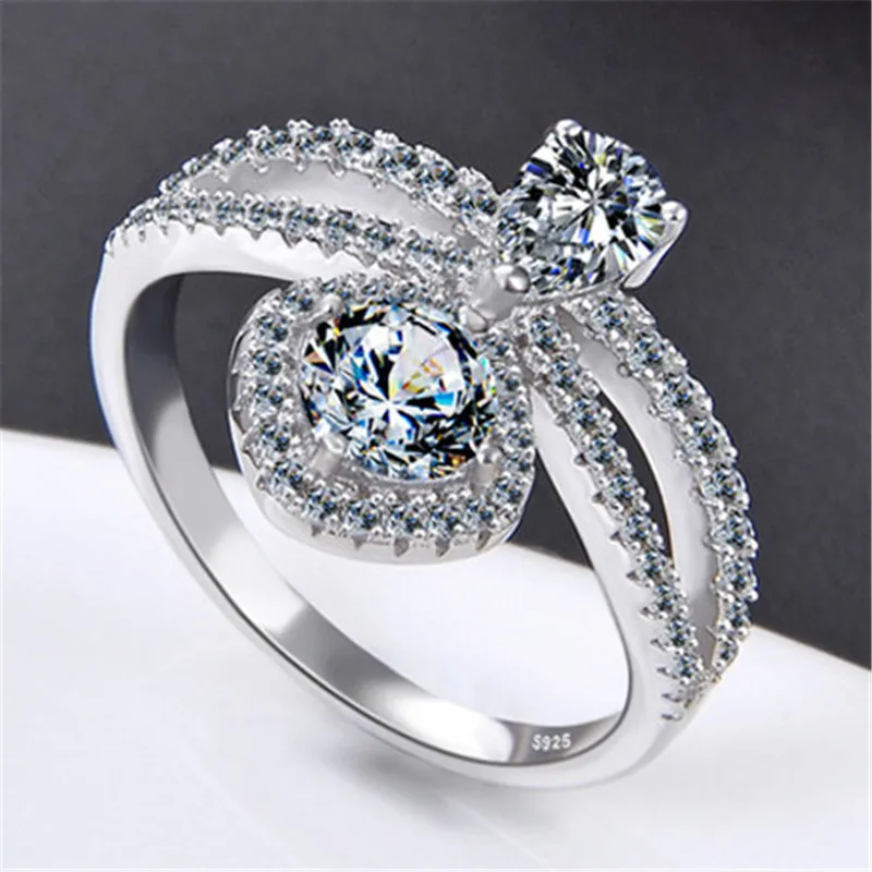 

bigger cuibic zirconia stone nine heart one flower 92.5 sterling silver ring for luxury jewelry women,ladies rings
