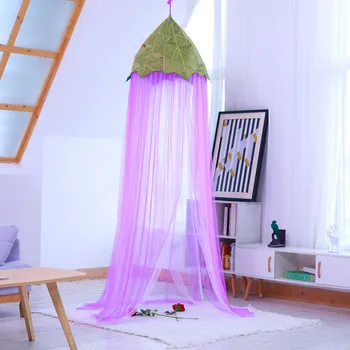 

Nordic INS Mesh Flower Baby Crib Bed Curtain Netting Embroidery Leaves Infant Baby Mosquito Net Children's Play House Tent Decor