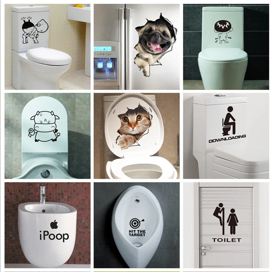 Новые 3D DIY креативные забавные наклейки для туалета ванной комнаты WC