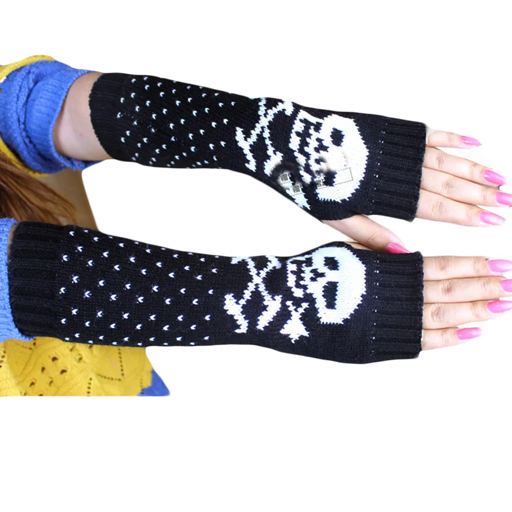 2017 New Design More Funny Women's Warm Winter Skull Gloves Mittens