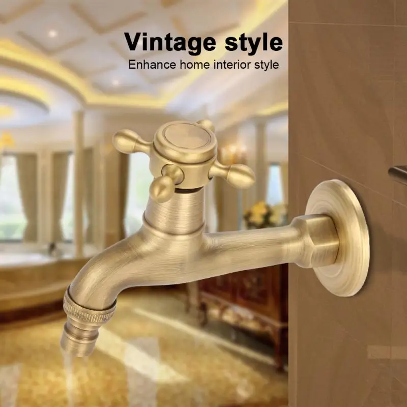Vintage Solid Brass Single Handle Faucet For Washing Machine Wall