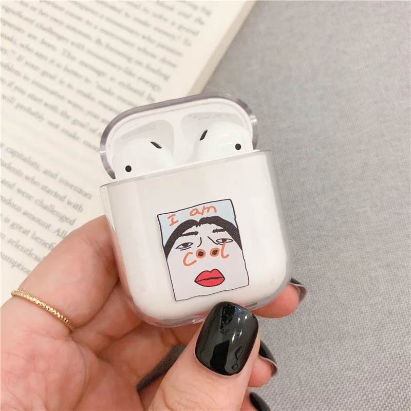 For Airpods case Cute Cartoon Pattern Transparent hard PC Cases For Apple AirPods Cover Bluetooth Wireless Earphone Cases