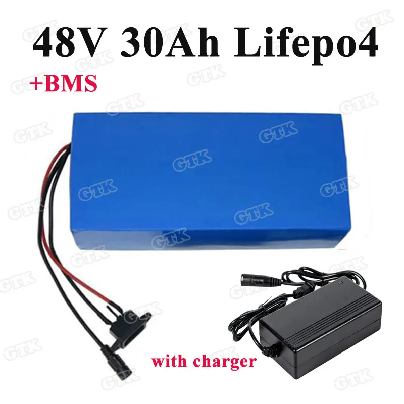 Аккумуляторная батарея lifepo4 48v 30ah с BMS 60A для электрического велосипеда 1000w 1500w