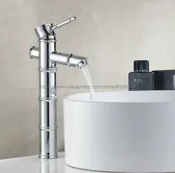 Хромированная отделка бамбук Ванная комната бассейна кран сосуд Раковина Водопроводной воды ванна раковина холодной и горячей смеситель