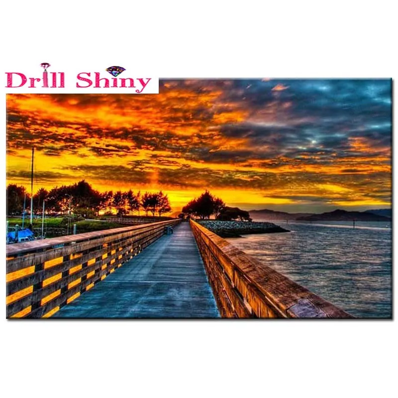 

DIY Diamond Embroidery sunset landscape pattern Diamond Painting Cross Stitch kits Diamond Mosaic sea Home Decoration