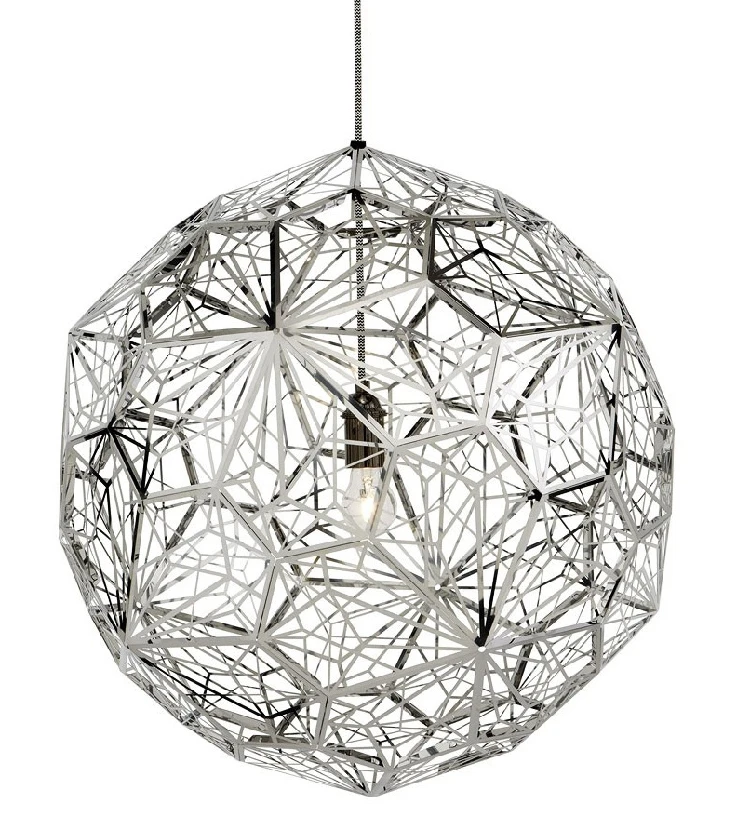 Post-Modern Craft Cord Pendant Light Hollow Stainless Steel Ball Pendant Lamp E27 Fixture Cafe Bar Loft Vintage Luminarias Deco lantern pendant light